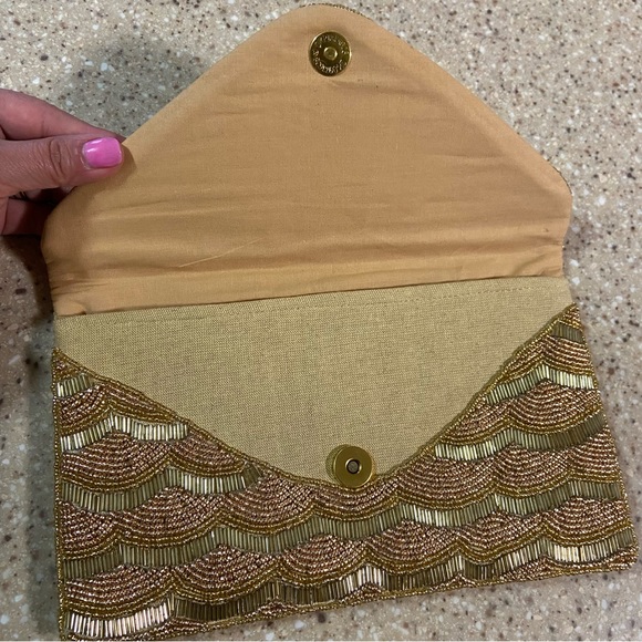 Lulus Golden Beaded Tan Bag - Picture 6 of 7